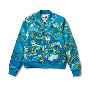 Unisex Limited Vans x Van Gogh Museum Almond Blossom printed satin bomber jacket